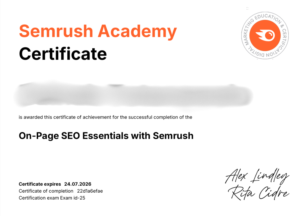 Other Certificate